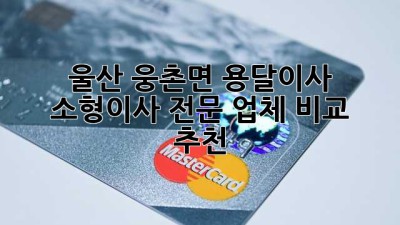 울산 웅촌면 용달이사: 소형이사 전문 업체 비교 & 추천